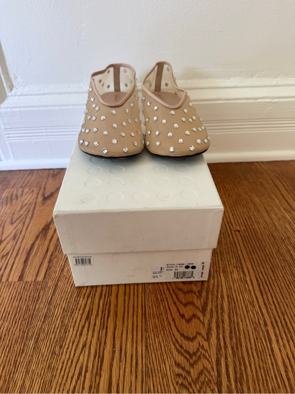 Khaite Marcy Crystal-Embellished Mesh Flats - Size 36